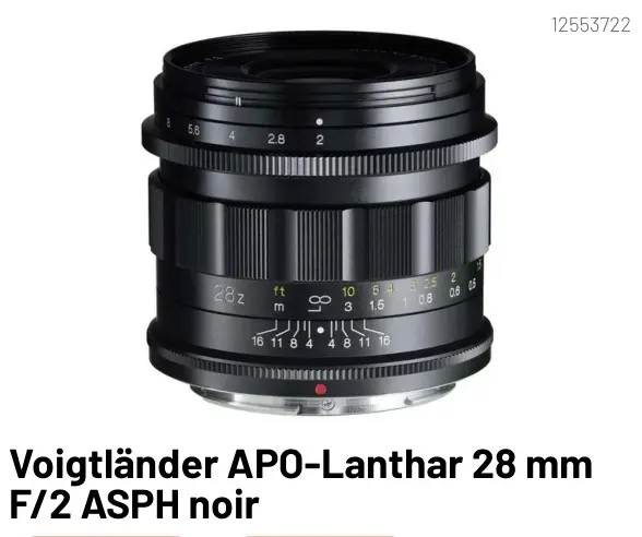 Offre: Voigtländer APO-Lanthar 28 mm F/2 ASPH noir