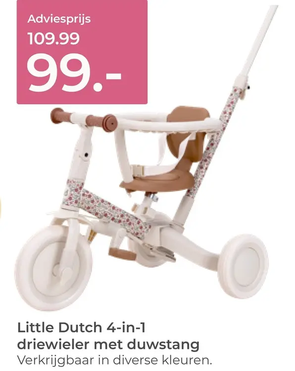 Aanbieding: 4-in-1 driewieler met duwstang
