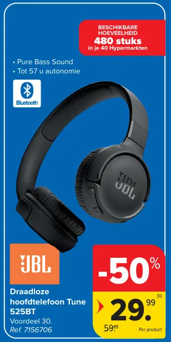Promotie: Draadloze hoofdtelefoon Tune 525BT
