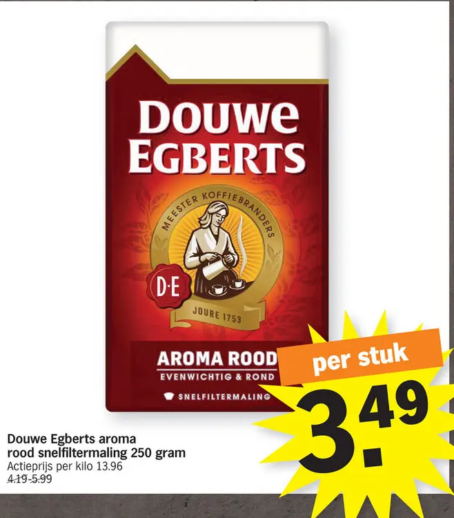 Aanbieding: Douwe Egberts aroma rood snelfiltermaling