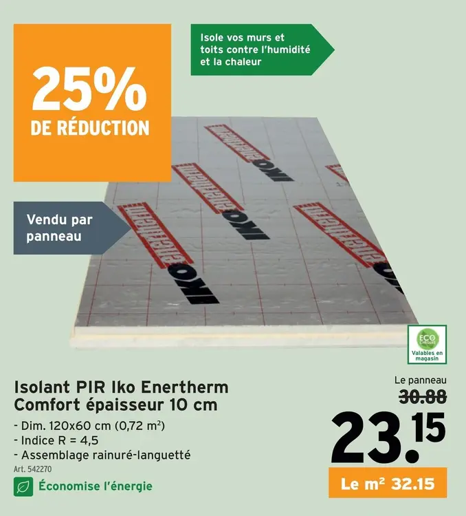 Offre: Isolant PIR Iko Enertherm Comfort épaisseur 10 cm