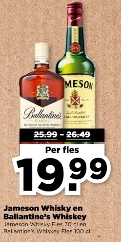 Aanbieding: Jameson Whisky en Ballantine's Whiskey
