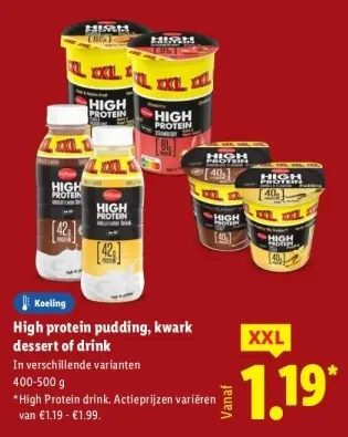 Aanbieding: High protein pudding, kwark dessert of drink
