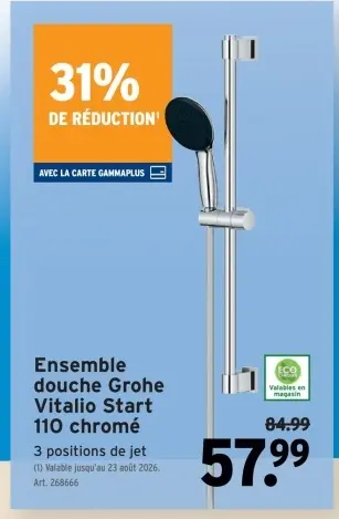 Offre: Ensemble douche Grohe Vitalio Start 110 chromé
