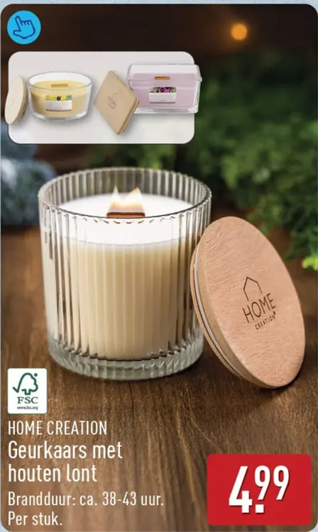 Aanbieding: Geurkaars met houten lont