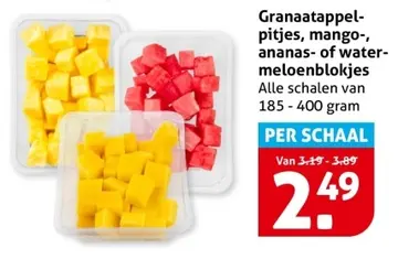 Aanbieding: Granaatappelpitjes, mango-, ananas- of watermeloenblokjes