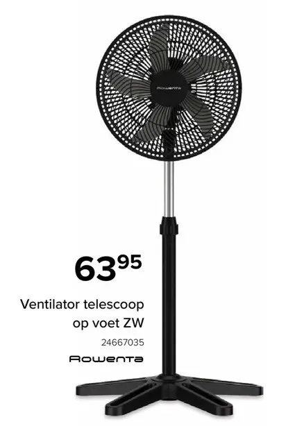 Promotie: Rowenta Turbo Essential VU3110 Statiefventilator - 3 Snelheden - Verstelbare Hoogte - Zwart