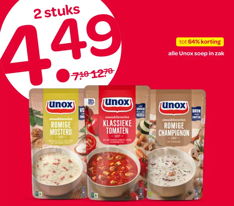 Aanbieding: Unox soep in zak