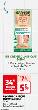 Aanbieding: BB CRÈME CLASSIQUE MÉDIUM GARNIER