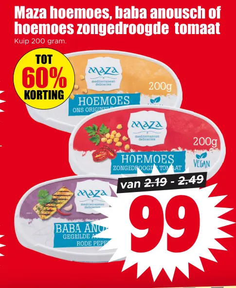 Aanbieding: Hoemoes, Baba Anoush of Hoemoes Zongedroogde Tomaat