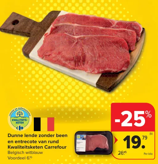 Promotie: Dunne lende zonder been en entrecote van rund