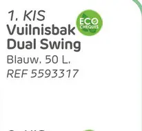 Aanbieding: Kis dual swing vuilnisbak eco blauw 50l