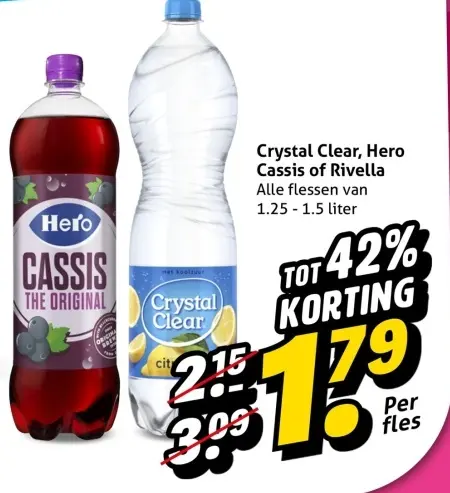 Aanbieding: Crystal Clear, Hero Cassis of Rivella