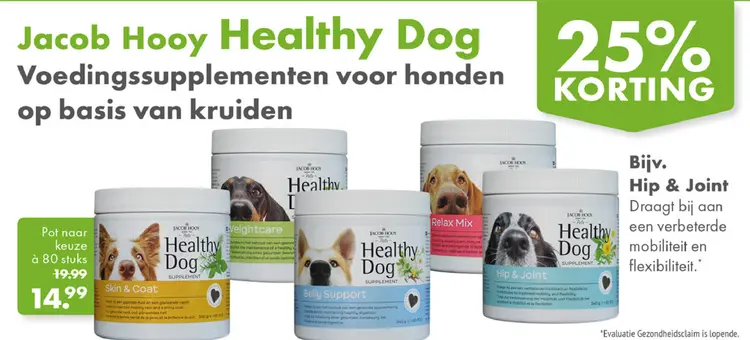 Aanbieding: Jacob Hooy Healthy Dog Voedingssupplementen voor honden op basis van kruiden