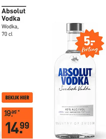 Aanbieding: Absolut Vodka 70CL