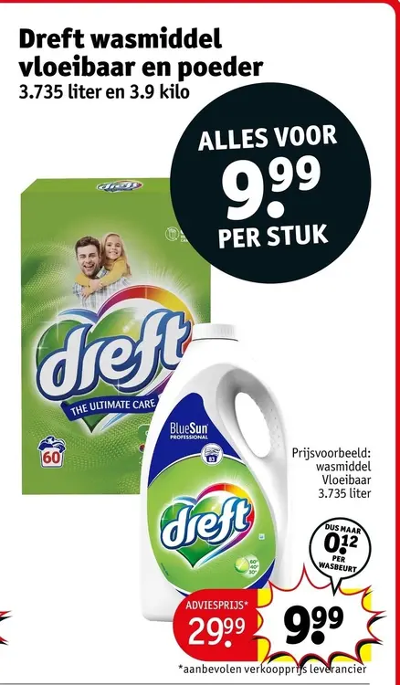 Aanbieding: Dreft wasmiddel vloeibaar en poeder