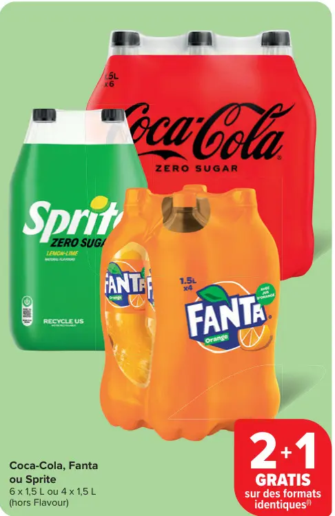 Offre: Coca-Cola, Fanta ou Sprite