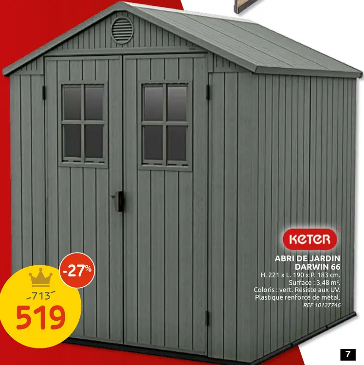 Promotie: Abri de jardin Darwin 66