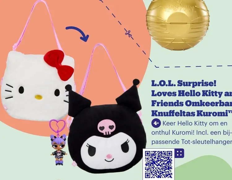Promotie: Loves Hello Kitty and Friends Omkeerbare Knuffeltas Kuromi