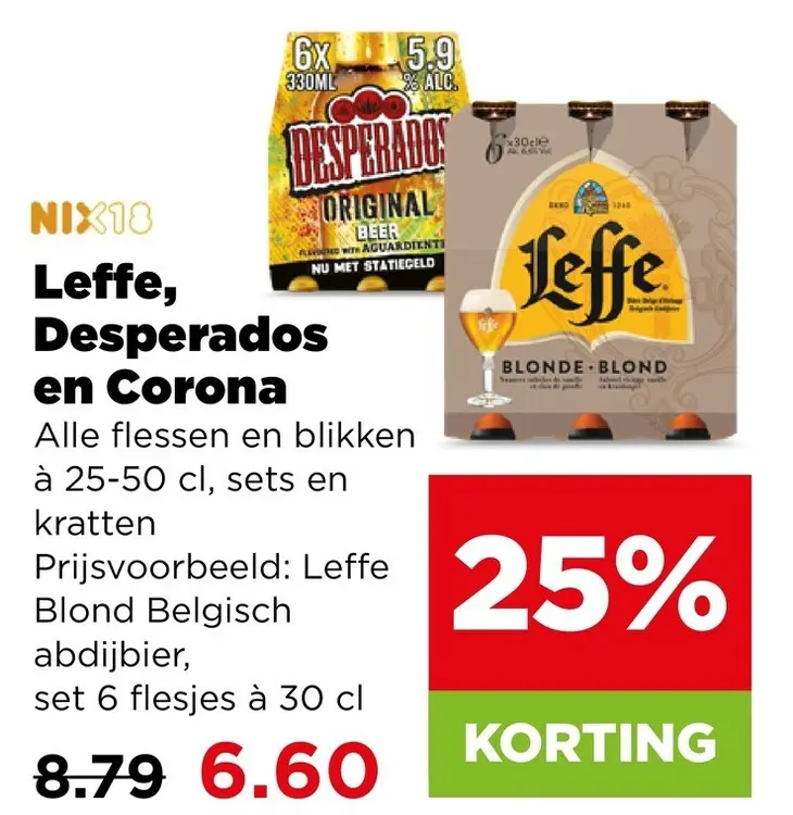 Aanbieding: Leffe, Desperados en Corona