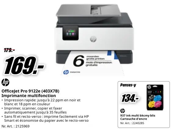 Offre: Officejet Pro 9122e (403X7B) Imprimante multifonction