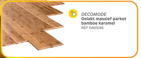 Promotie: Decomode massief parket – bamboe - karamel – 96x9,6 cm – 15mm dik - 1,110 m2