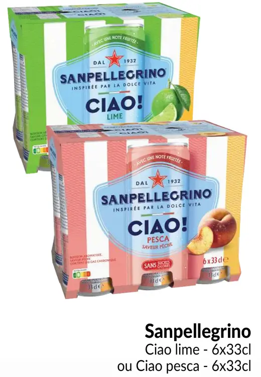 Offre: Sanpellegrino Ciao lime ou Ciao pesca