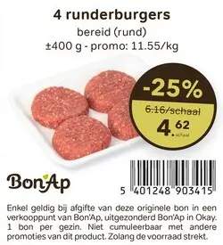 Promotie: 4 runderburgers