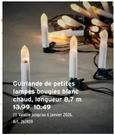 Offre: Guirlande de petites lampes bougies blanc chaud