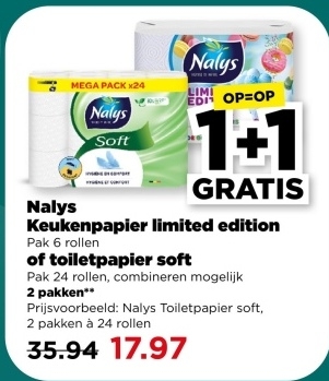 Aanbieding: Nalys Keukenpapier limited edition of toiletpapier soft