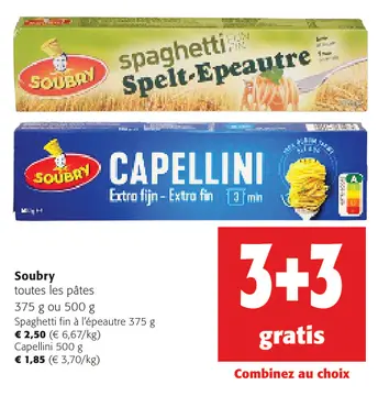 Offre: Soubry toutes les pâtes
