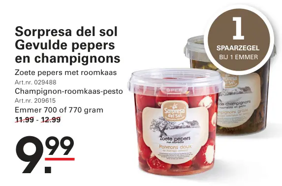 Aanbieding: Gevulde pepers en champignons