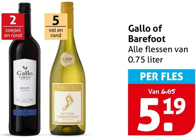 Aanbieding: Gallo & Barefoot Wijn