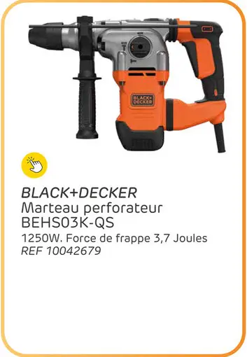 Offre: Marteau perforateur black + decker behs03k-qs 1250w