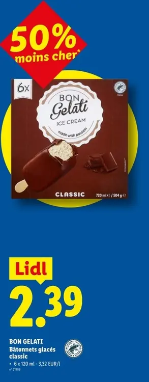 Offre: BON GELATI Bâtonnets glacés classic