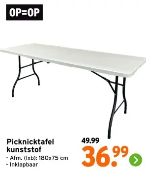 Aanbieding: Picknicktafel kunststof 180x75 cm