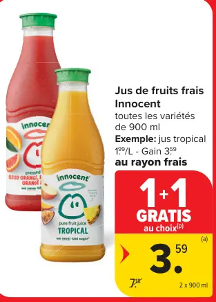 Offre: Jus de fruits frais