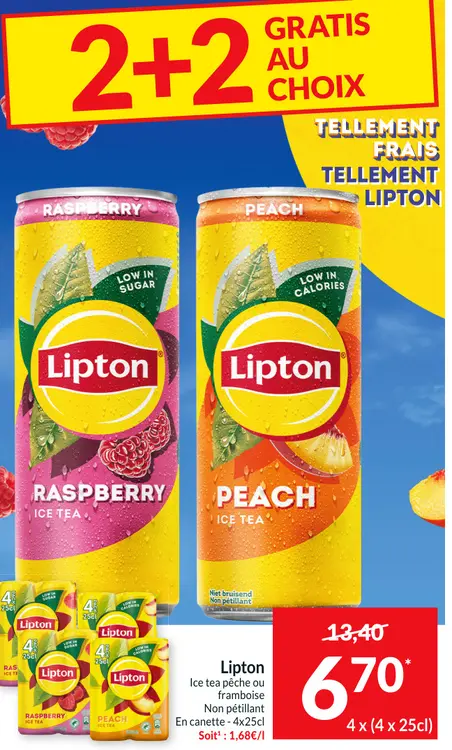 Offre: Lipton Ice tea pêche ou framboise