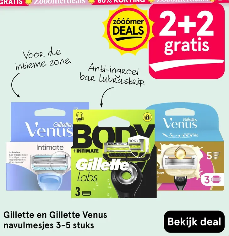 Aanbieding: Gillette en Gillette Venus navulmesjes 3-6 stuks