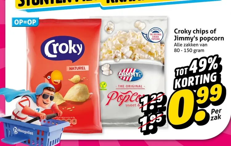 Aanbieding: Croky chips or Jimmy's popcorn