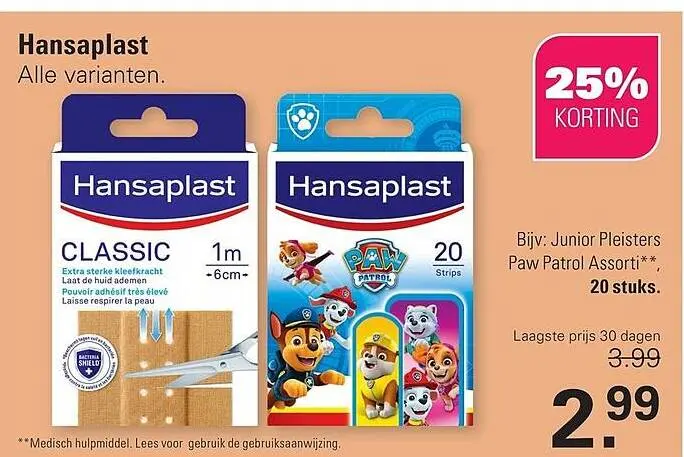 Aanbieding: Hansaplast Junior Pleisters Paw Patrol Assort