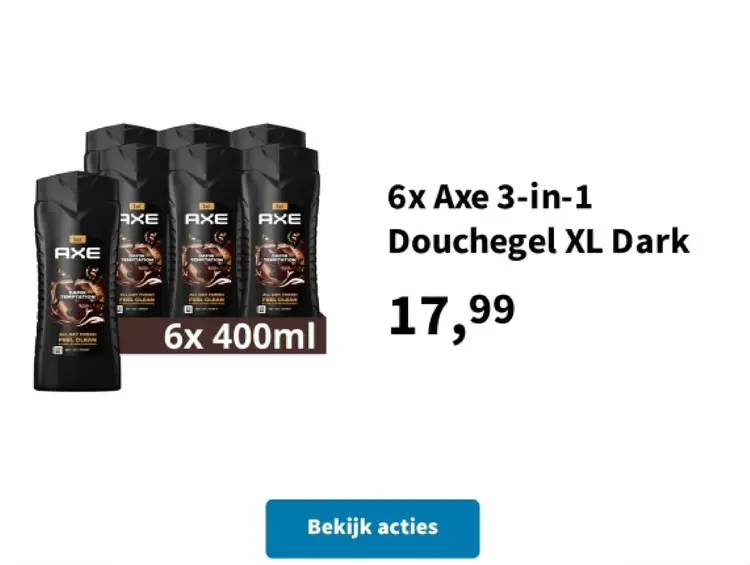 Aanbieding: Axe 3-in-1 Douchegel XL Dark
