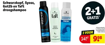Aanbieding: Schwarzkopf, Syoss, Got2b en Taft droogshampo