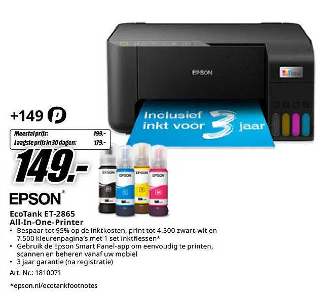 Aanbieding: EcoTank ET-2865 All-In-One-Printer
