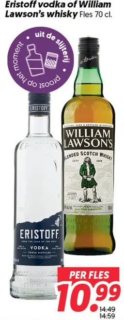 Aanbieding: Vodka of William Lawson's whisky