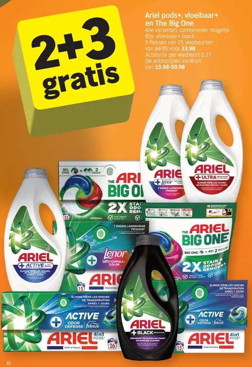 Promotie: Ariel pods+, vloeibaar+ en The Big One