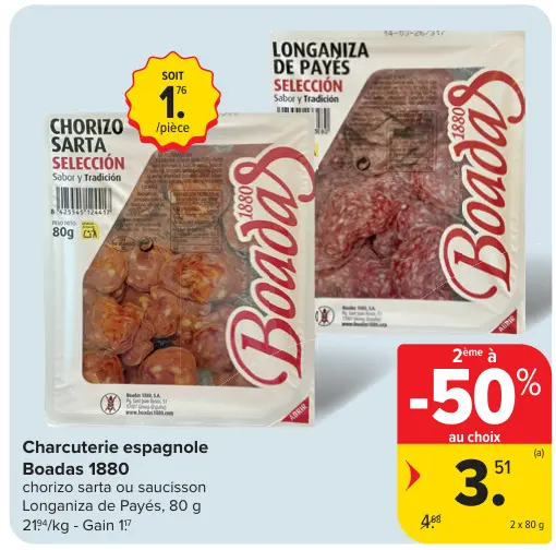 Offre: Charcuterie espagnole Boadas 1880