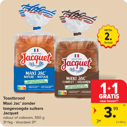 Promotie: Toastbrood Maxi Jac' zonder toegevoegde suikers