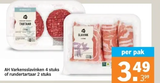 Aanbieding: Varkensslavinken of rundertartaar