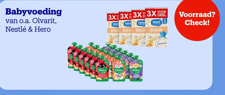 Aanbieding: Babyvoeding van o.a. Olvarit, Nestlé & Hero